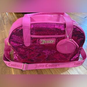 Juicy Couture Hot Pink Sequin Weekender Travel Bag